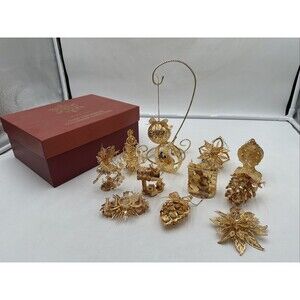 Vtg Danbury Mint Gold Christmas Ornament Collection Lot 12 various 1998 2001 05